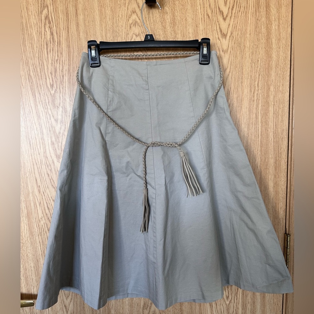 New The Limited Khaki Cotton Braided Leather Tie Belt a-Lime Skirt Women’s 0